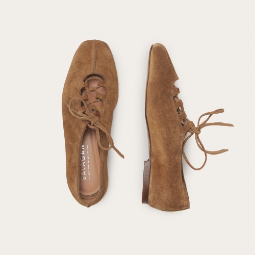 Roma Ballerina, caramel suede